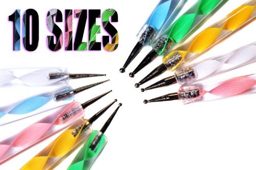 Jovana 5 X 2 Way Marbleizing Dotting Pen Set+Professional Nail Art Brushes- Sable Nail Art Brush Pen, Detailer, Liner **Set of 3 - Thumbnail 2