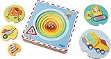 HABA Construction Site 5 Piece Wooden Puzzle with Layered Discs for Ages 12 Months and Up