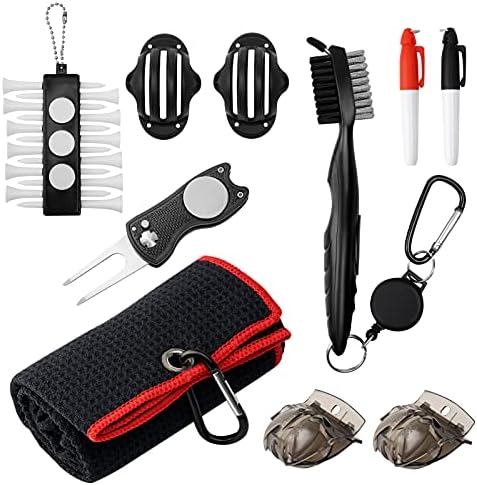 Searching Roads Golf Accessories for Men,Include Golf Towel, Divot Repair Tool, Golf Club Brush, Golf Ball Marker,Golf Marking Pen and Golf Tee Holder Searching Roads Golf Accessories for Men,Include Golf Towel, Divot Repair Tool, Golf Club Brush, Golf Ball Marker,Golf Marking Pen and Golf Tee Holder