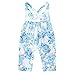 KIDSA Baby Toddler Girl Romper Jumpsuit Clothes One-Pieces Blue Floral Tank Top Cute Outfit