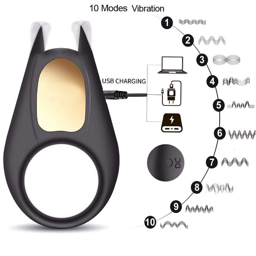 Penisring Vibratoren Silikon, James Love Cockring 10 Modi Vibration mit Mini Rabbit Vibratoren für sie Klitorisstimulator,100% Wasserdicht und Aufladbar, Perfekt Sexspielzeug für Paare, Sie und Ihn, Neues Jahr An,Valentinstag Geschenk