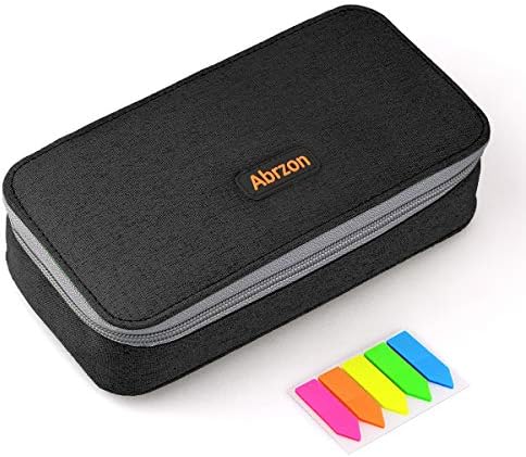 Pen Pencil case,Big Capacity Pencil Case with Zipper,Durable Pen Pencil Bag Abrzon Fountain Pen case,8.74x4.3x2.17 inches,School & Office Supplies,Free for Sticky Note,Black