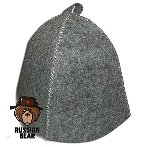 RussianBear ™ Gray Wool Mixture Hat for Sauna Banya Bath House Head Protection Unisex (1)