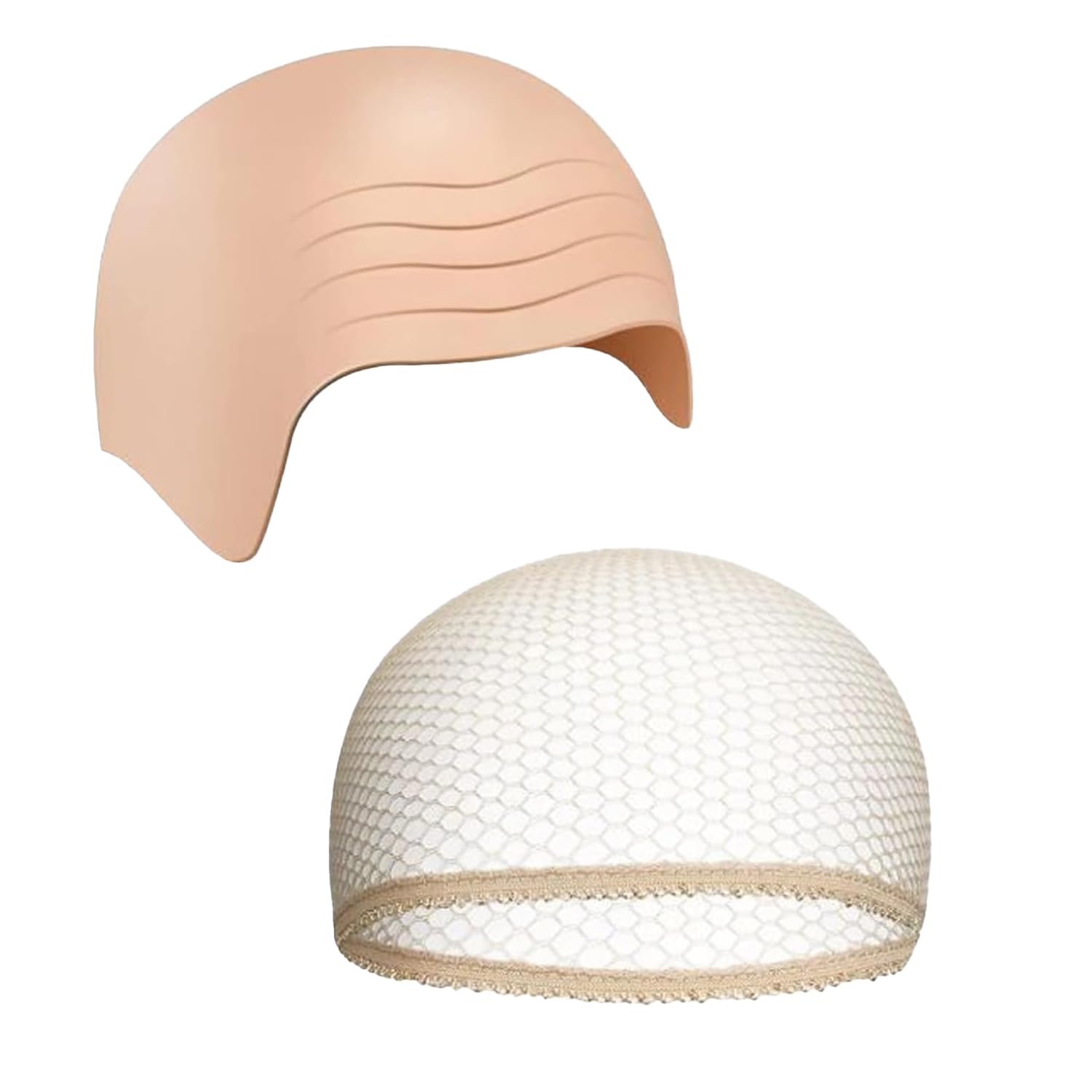 JOYVOX 2PCS Bald Cap - 1 Wrinkle Bald Head Cover and 1 Stretchable Cap for Adults Halloween Costume