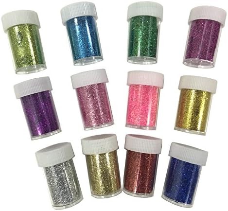 12 Pack Glitter for Slime Sequins Slime Supplies Glitter Powder Sequins,Assorted Colors,Extra Fine Glitter - Arts, Crafts, Scrapbooking, Body, Face, Slime, Party Invitations, Holiday Crafts