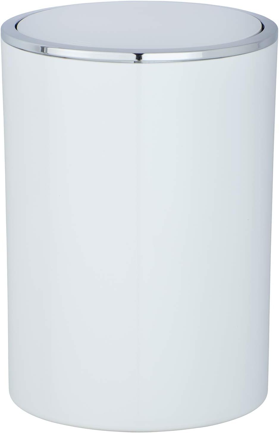 Wenko" Inca Swing Cover Bin, ABS, White/Chrome, 18.5 x 18.5 x 25.5 cm, 5 L