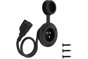 FMATOZ 1 Pack RV Shore Power Inlet Charger Plug Socket Integrated Electrical Outlet receptacles Box Outdoor 15 Amp 125V AC Port Plug 18" Extension Cord Waterproof Cap for RV, Truck, Car, Boat, Marine