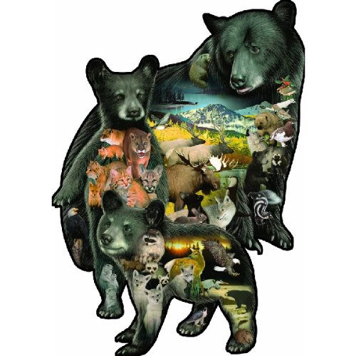 PICKFORU 1000 Piece Fantasy Bear Puzzle - Magical Aurora Forest Scene, 27.5x19.7" For Adults