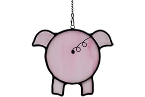 BOXCASA Pig Decor Gift for Pig Lovers Stained Glass Window Hanging,Funny Pig Butt Suncatcher for Window,Pig Gifts for Girls Boys Women Kids,Tiny Piggy Housewarming Holiday Birthday Gifts