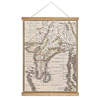 Hanging Poster with Wood Frames Rustic Map Canvas Artwork Wall Picture Home Decoration - 18