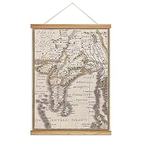 Hanging Poster with Wood Frames Rustic Map Canvas Artwork Wall Picture Home Decoration - 18"x24" inches