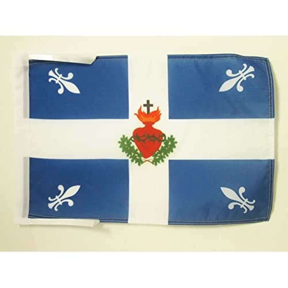 AZ FLAG - Quebec Carillon-Sacré-Coeur Flag - 18'' x 12'' - 100% Polyester French Canadian Roman Catholic Small Banner with Two Cords - Fade Resistant - Vivid Colors - 18x12 in - 45x30 Cm — image 1