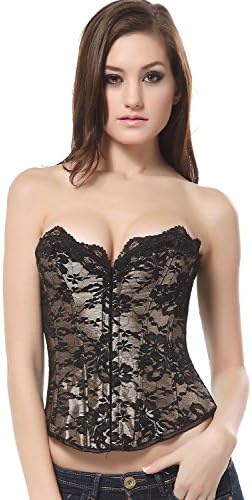 Ivy Shi Women's Overbust Jacquard Plastic Boned Corset Top
