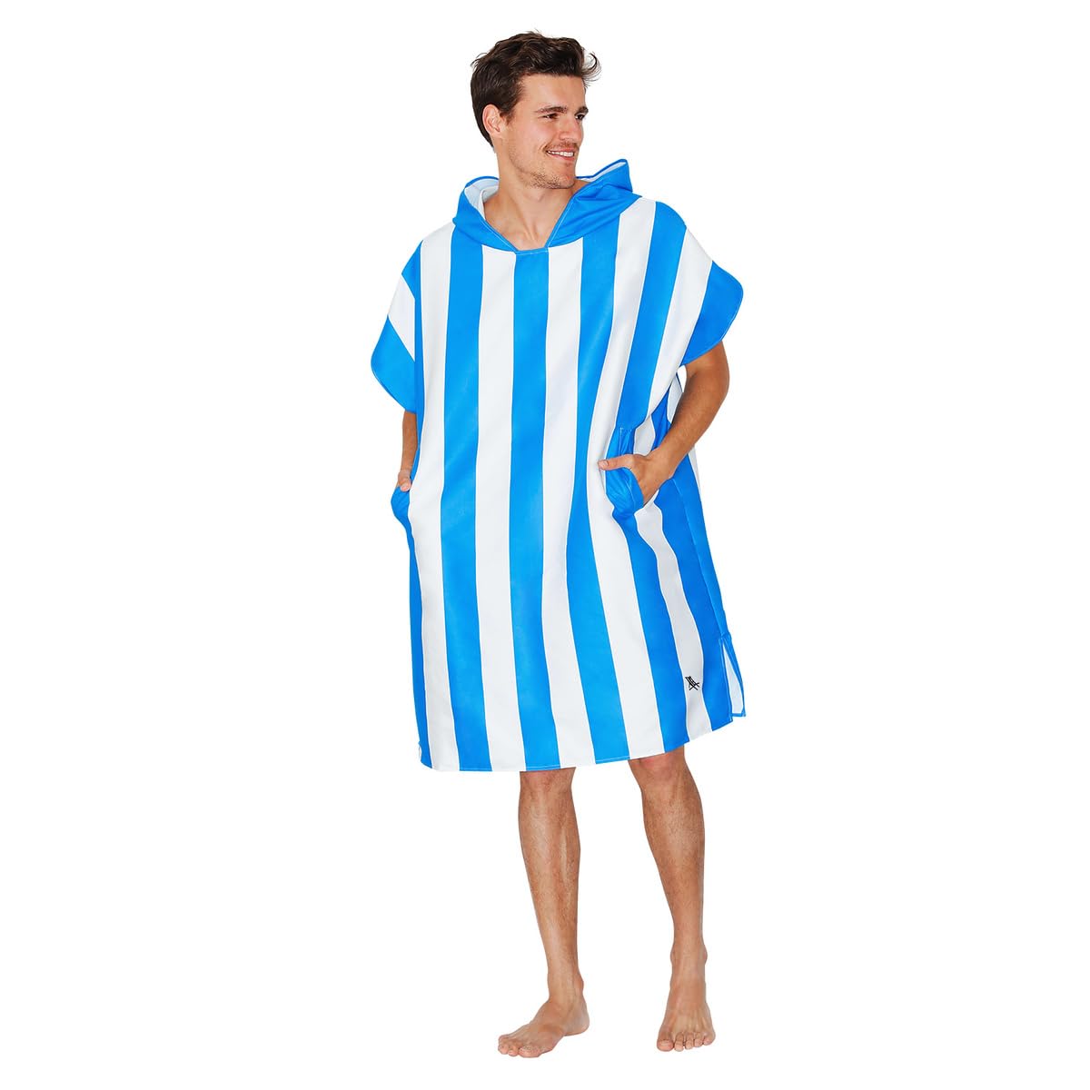 Dock & Bay Adult Beach Poncho - Hooded Towel with Deep Pockets - For Beach & Pool - Super Absorbent, Quick Dry - Cabana - Bondi Blue, Small (85x65cm, 33x26) — image 1