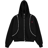 Aelfric Eden Deconstructive Boxy Zip Up Hoodie Cotton Cropped Pullover Hoodies Solid Unisex Casual Short Sweatshirt