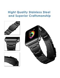 Apple Watch correa, JETech 38 mm correa de acero inoxidable muñeca correa W Cierre de metal de repuesto para Apple Watch Todos los modelos 38 mm, Negro