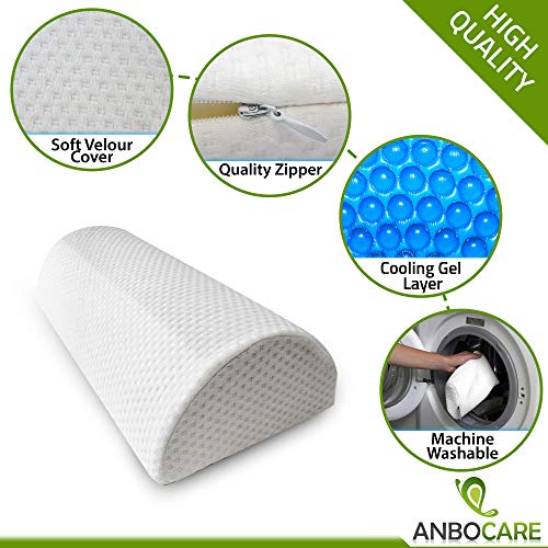 AnboCare Half Moon Bolster Pillow for Legs Semi Roll Under Knee