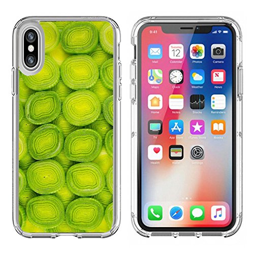 Luxlady Apple iPhone X Clear case Soft TPU Rubber Silicone Bumper Snap Cases iPhoneX IMAGE ID: 34179240 Texture chopped onion leeks isolated on a white background - Thumbnail 3