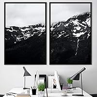 2 Piece Framed Canvas Wall Art Monochromatic Mountains Canvas Prints Home Artwork Decoration for Living Room,Bedroom - 16