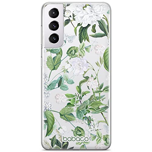 Babaco ERT Group Handyhülle für Samsung S21 Plus Original und offiziell Lizenziertes Muster Flowers 034 optimal an die Form des Handy angepasst, teilweise transparent