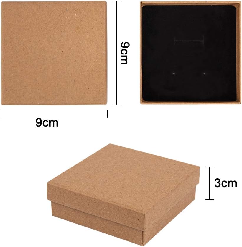 NBEADS 12 Pack Cardboard Jewelry Gift Boxes, 9.2 x 9.2 x 3 cm Square Cardboard Jewelry Box with Sponge - Image 3