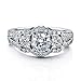 BERRICLE Sterling Silver 3-Stone Wedding Engagement Rings Round Cubic Zirconia CZ Split Shank Ring for Women, Rhodium Plated Size 4-10