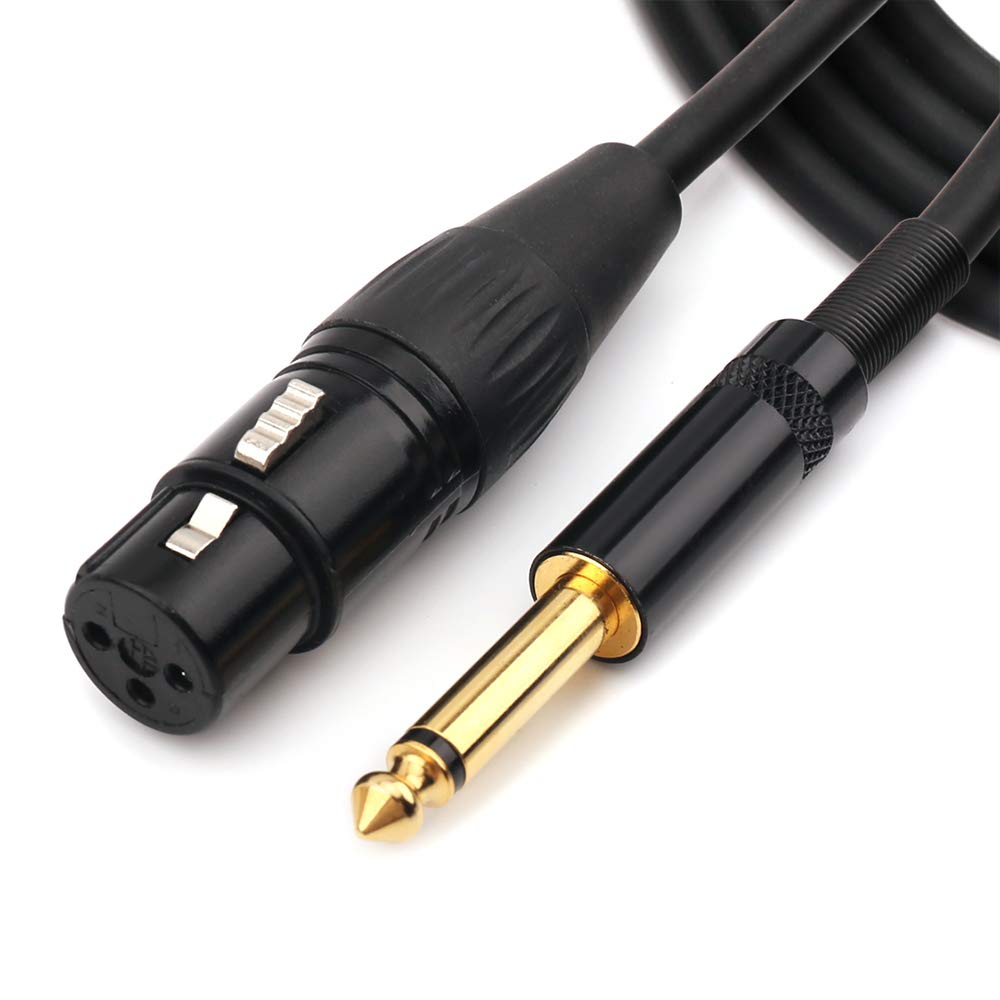 NANYI 6.35mm (1/4 Inch) TS Male to XLR Female Interconnect Audio microphone Cable, Black/alloy, Suitable for microphones, active speakers, stage, DJ, studio audio console, 3M / 10FT