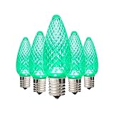 Holiday Lighting Outlet Faceted C9 Christmas Lights | Green LED Light Bulbs Holiday Decoration | Warm Christmas Decor for Indoor & Outdoor Use | 3 SMD LEDs in Each Light Bulb | Set of 25