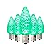 Holiday Lighting Outlet Faceted C9 Christmas Lights | Green LED Light Bulbs Holiday Decoration | Warm Christmas Decor for Indoor & Outdoor Use | 3 SMD LEDs in Each Light Bulb | Set of 25 primary