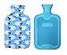 HomeTop Premium Classic Rubber Hot or Cold Water Bottle with Soft Fleece Cover (2 Liters, Blue/Blue Sheep)