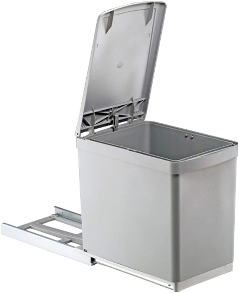 Kitchen Built-In Bin 1 x 16 L Hand Pull-Out with Automatic Lid Lever Cupboard Width from 30 cm by Quellmalz