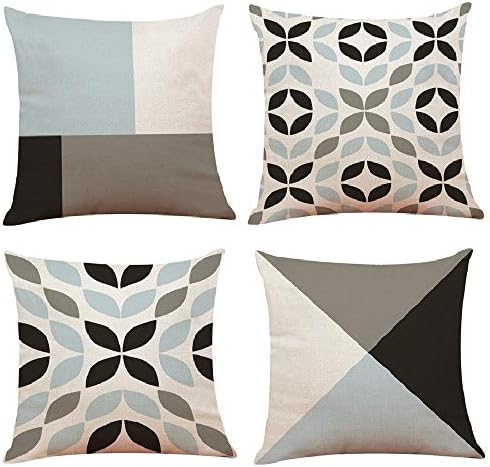 Decemter Geometric Tree Leaf Throw Cushion Cover Cotton Linen Pillowcase Home Decoration 18x18 Set of 4