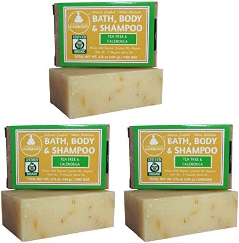 Bath &amp; Body Bar Soap Tea Tree &amp; Calendula Thick Lather &amp; Amazing Scents No Chemical Perfumes, Fragrances, Sulfates, or Parabens THREE (3) 3.75 OZ BARS)