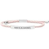 ChungLong0593 God is in Control Inspirational Bracelet Stainless steel lettering bracelet Adjustable braided bracelet