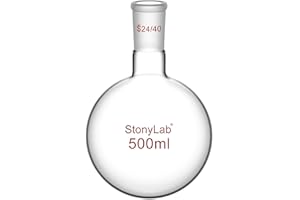 StonyLab Glass 500ml Heavy Wall Single Neck 1 Neck Round Bottom Flask RBF, with 24/40 Standard Taper Outer Joint – 500ml