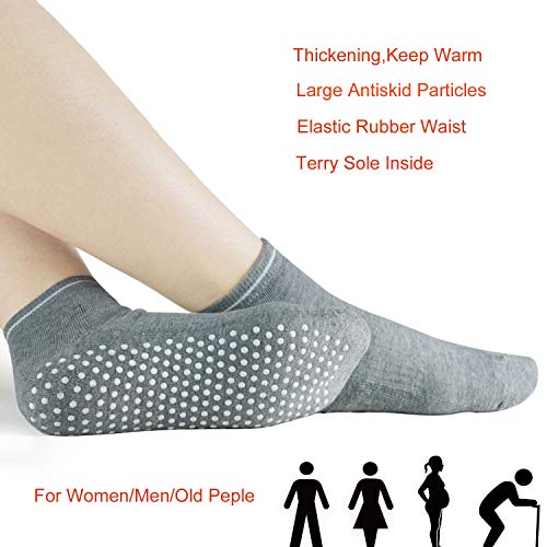 Sticky Grips Socks For Men Women ELUTONG 4 Pack Thickening Tile/Wood