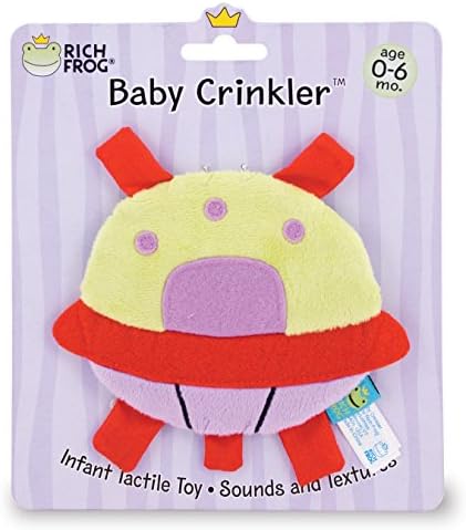 Rich Frog, Spaceship Crinkler, Soft Washable Baby Crinkle Toy, Multicolor - 4"