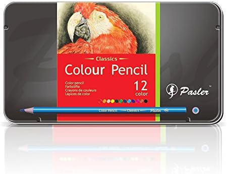 Pasler Color Pensils Set of 12 Pre-Sharpened Colored Pencils Tin Storage Case