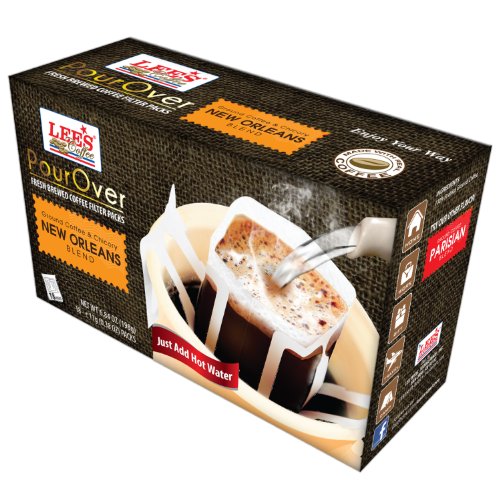 Lee's Coffee Pourover Fresh Ground Filter Packs, New Orleans, 18 Count