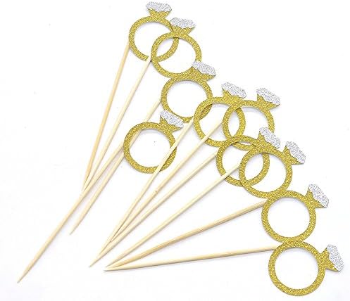 Zamango Cupcake Gold Glitter Diamond Ring Topper Cake Party Decoration
