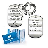 Medical Alert ID Brushed Stainless Steel Dog Tag with 27" Chain (incl. 18 lines of custom engraving)