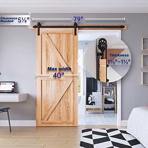 EaseLife 6.6 FT Heavy Duty Sliding Barn Door Hardware Track Kit,Basic J