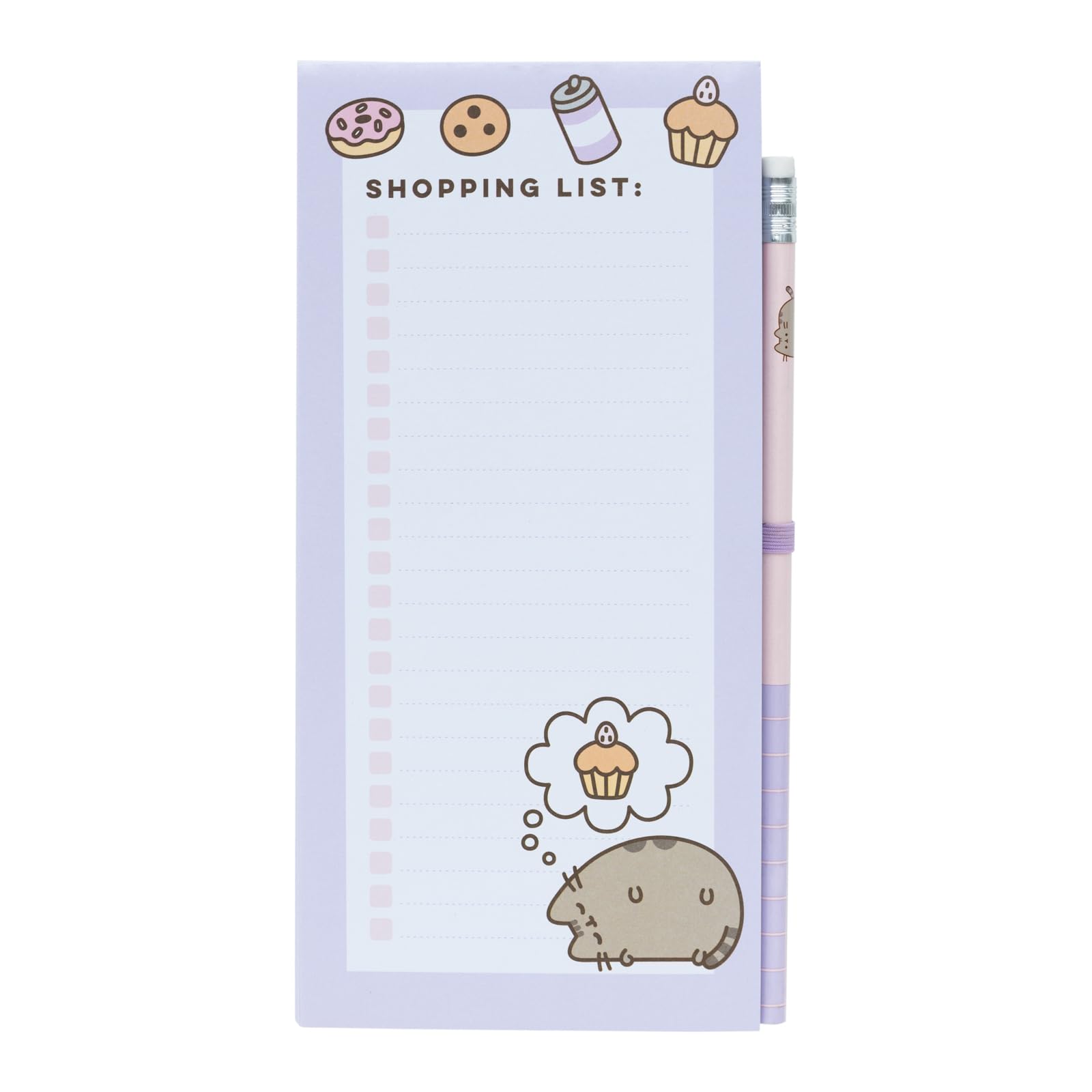 Grupo Erik Magnetic Shopping List Pad For Fridge - Pusheen Cat Stationery | 4 x 8 inches - 10 x 21 cm - 65 Tear Off Sheets, Magnetic Notepad For Fridge | Pusheen Gifts For Cat Lovers
