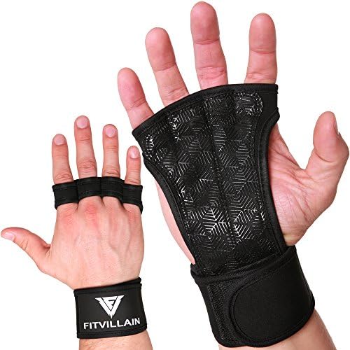 Crossfit Gloves with Built-In Wrist Wraps - Pull Up Gloves - Non-Slip Eco+ Neoprene Padding for Extra Grip - Protection - Comfort - Ideal for Cross Training - WODs - Weight Lifting - Suits Men &amp; Women