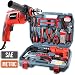 Hi-Spec 300W AC Corded Power Drill & 130pc Hand Tool Set Combo Kit with Hacksaw, Pliers, Claw-Hammer, Wrench, Box Cutter, Hex Keys, Screwdrivers, Socket & Driver Bits, Tape Measure in Storage Case primary