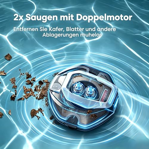 Pooleco 10 Pool Robots (2026 Upgrade), Pool Robot Battery with Dual Motor System, 90 Minutes Running Time for Pools up to 80 m², Automatic Parking, Suitable for Various Pool Types