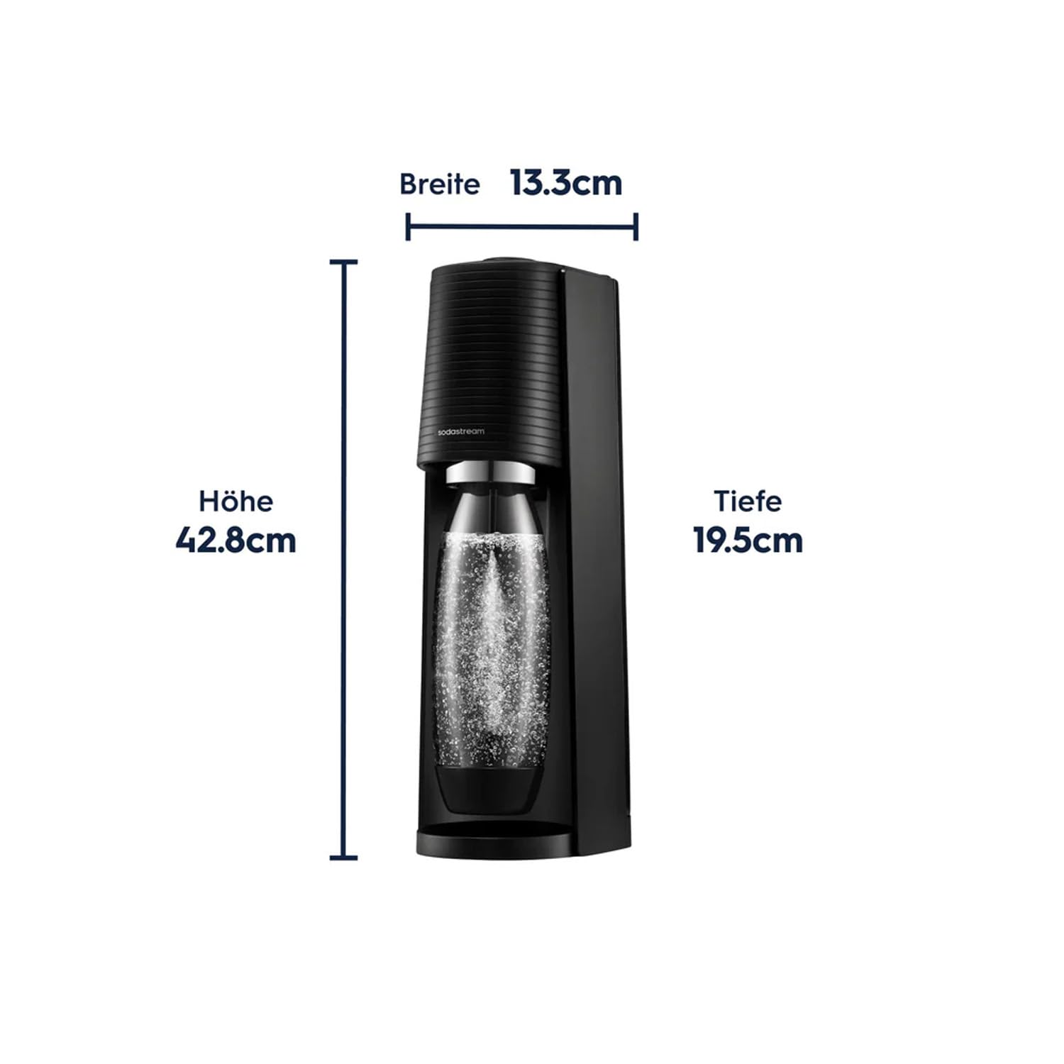 Sodastream - Terra Wassersprudler, Quick Connect Zylindersystem, mit 2x 60L CO2-Zylinder, 3x BPA-freie 1L Flasche, spülmaschinengeeignet, Nachhaltig & reduziert Einwegplastikmüll, schwarz 3