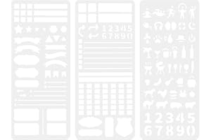 3pcs Journal Stencils, 3 Designs Record & Planner Stencils Templates Reusable Flexible Drawing Tool for Journaling Scrapbooki