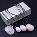 Banshren Rose Quartz 5 Piece Healing Crystals Set, 3 Rose Crystal Quartz Drilled Eggs in Graduated Sizes for Kegel Exercise or Vaginal Training (Small, Medium, Large) & 2 Worry Stones for Meditation