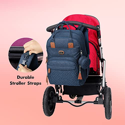Dikaslon Diaper Bag Backpack with Portable Changing Pad, Pacifier Case